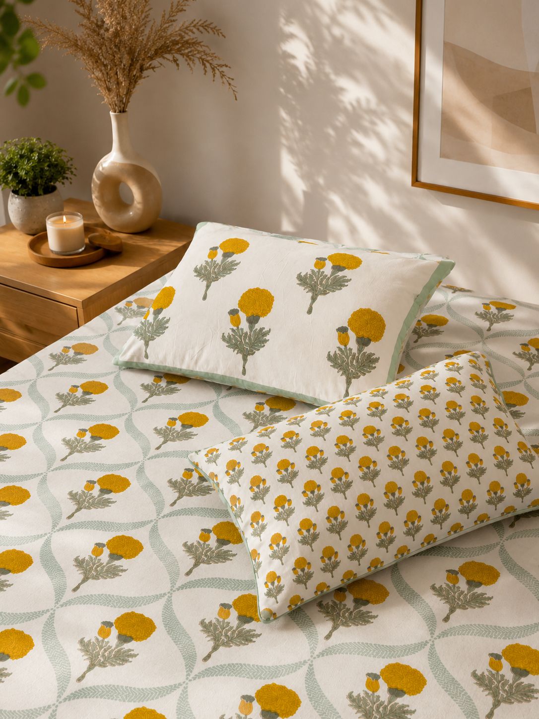 Gendafool - Cotton Bedsheet with pillow covers Double Bedsheet