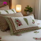 Red & Green Heritage Buta Cotton Bedsheet with Pillow Covers – Double Bed Sheet