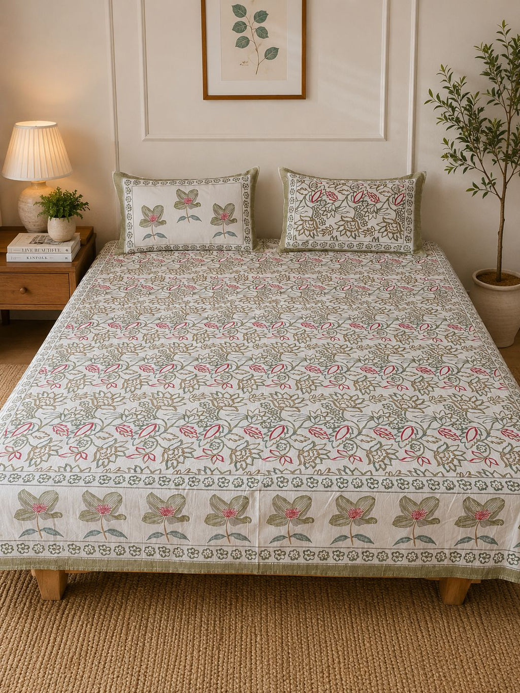 Gulnaar - Cotton Bedsheet with pillow covers Double Bedsheet