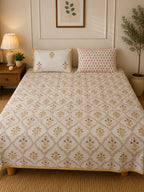 Sunehri bel - Cotton Bedsheet with pillow covers Double Bedsheet