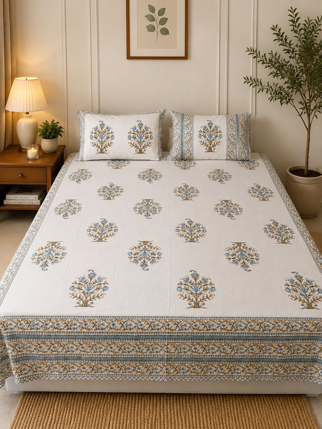 Neel pushp - Cotton Bedsheet with pillow covers Double Bedsheet