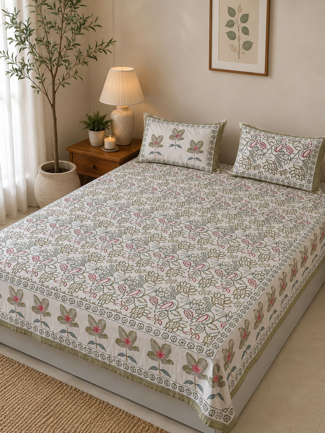 Gulnaar - Cotton Bedsheet with pillow covers Double Bedsheet