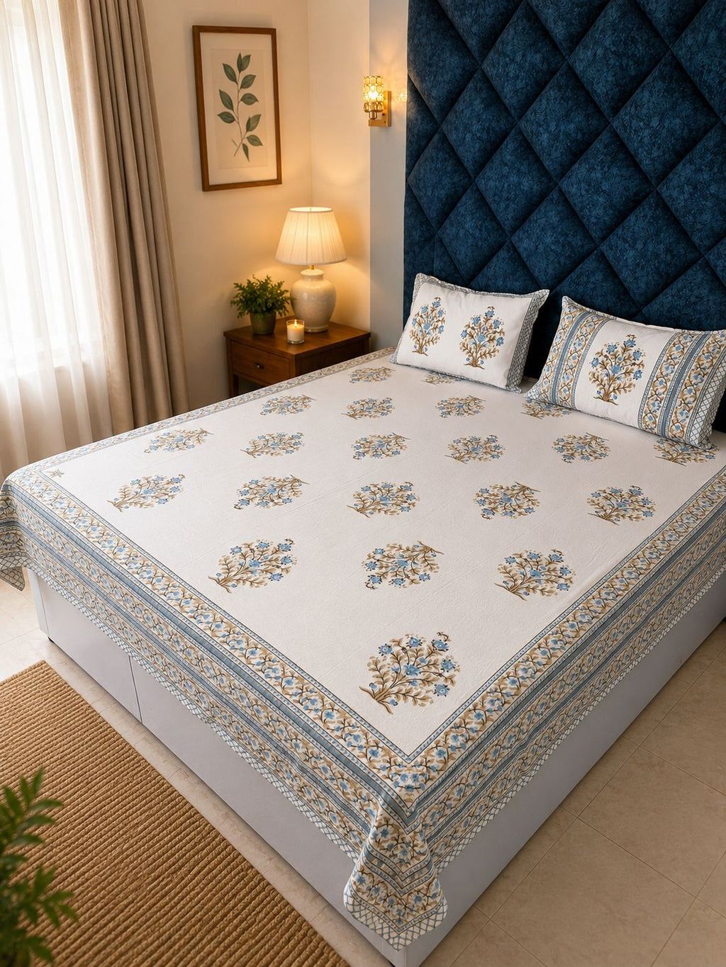 Neel pushp - Cotton Bedsheet with pillow covers Double Bedsheet