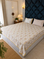 Sunehri bel - Cotton Bedsheet with pillow covers Double Bedsheet