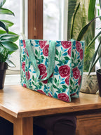 White & Green Floral Quilted Tote Bag