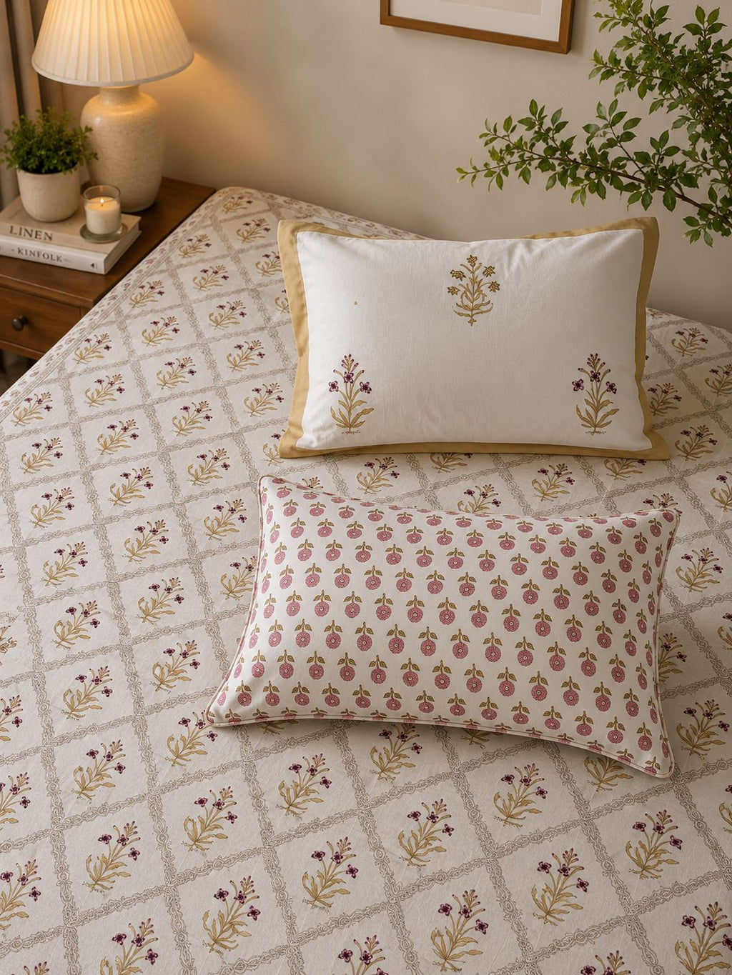 Sunehri bel - Cotton Bedsheet with pillow covers Double Bedsheet