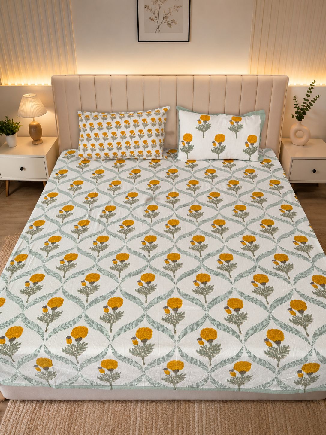 Gendafool - Cotton Bedsheet with pillow covers Double Bedsheet