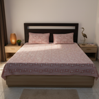 Soft Pink Floral Print Cotton Bedsheet with Pillow Covers – Double Bed Sheet
