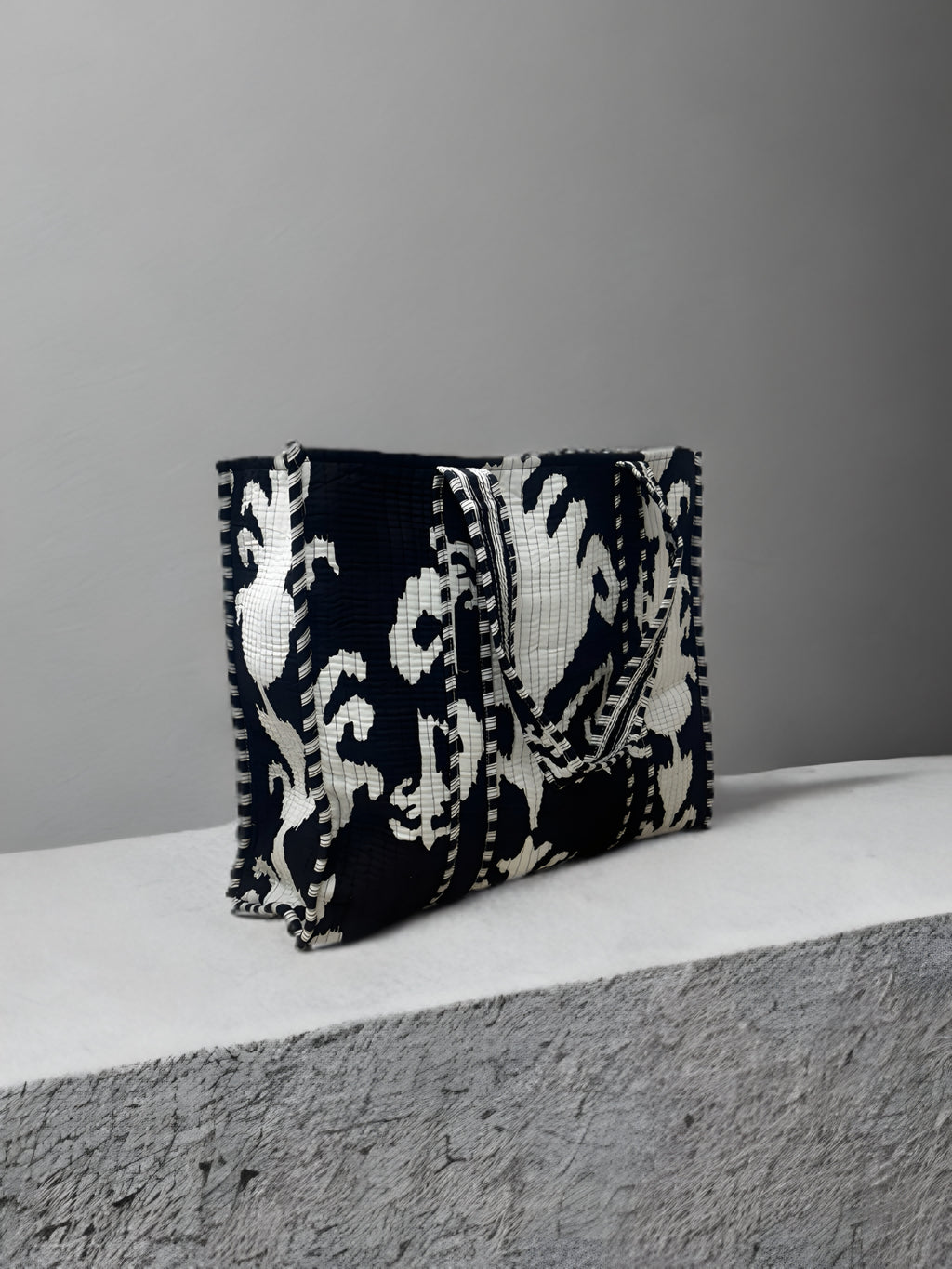 Black & White Abstract Quilted Tote Bag