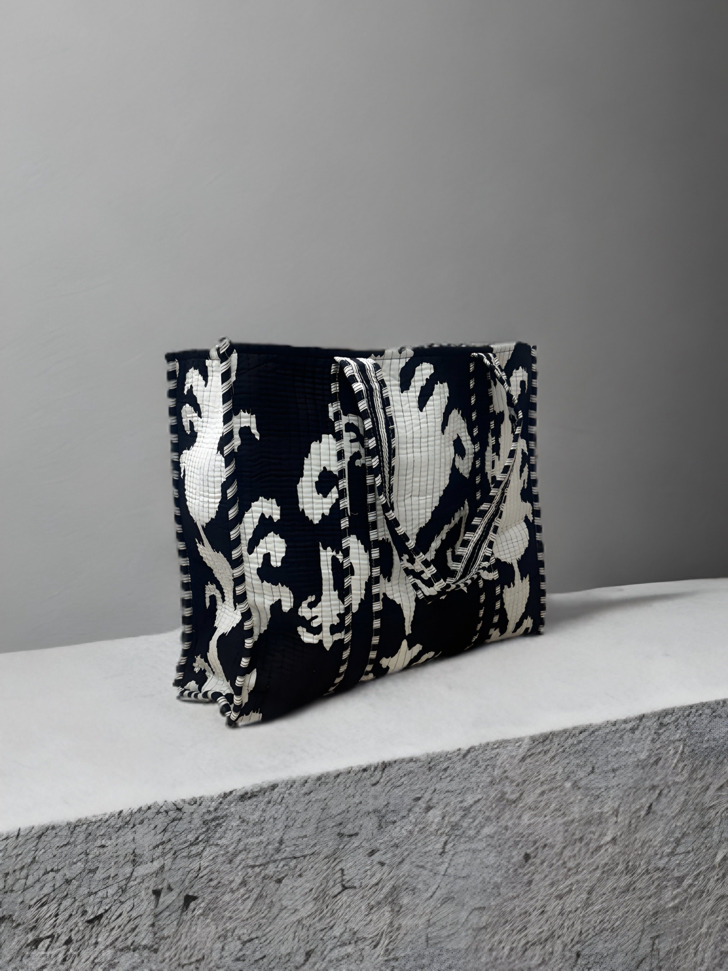 Black & White Abstract Quilted Tote Bag