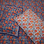 Jaipur Heritage Floral Block Print Double Bed Sheet with Pillow Covers – Red & White