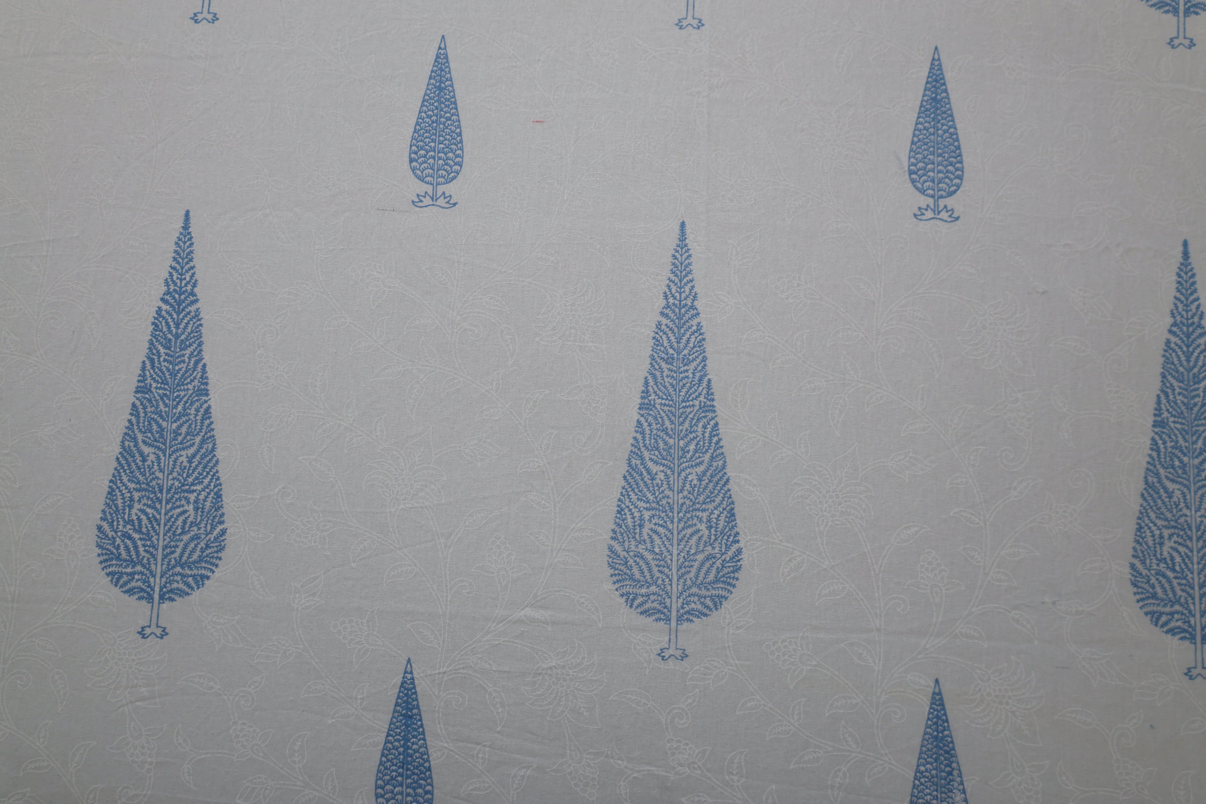 White & Sky Blue Cypress  Cotton Bed Sheet with Pillow Covers- Double Bed Sheet