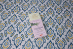 White & Blue-Mustard Ikat Cotton Bed Sheet with Pillow Covers –Double Bed Sheet