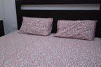 Soft Pink Floral Print Cotton Bedsheet with Pillow Covers – Double Bed Sheet