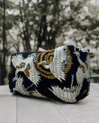 Navy Blue Crane Print Quilted Travel Bag Set