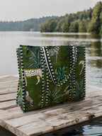 Green Jungle Print Quilted Tote Bag