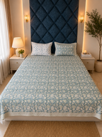 Neel Bagiya Handblock print cotton bedsheet with pillow covers - Queen/king size
