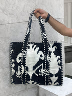 Black & White Abstract Quilted Tote Bag