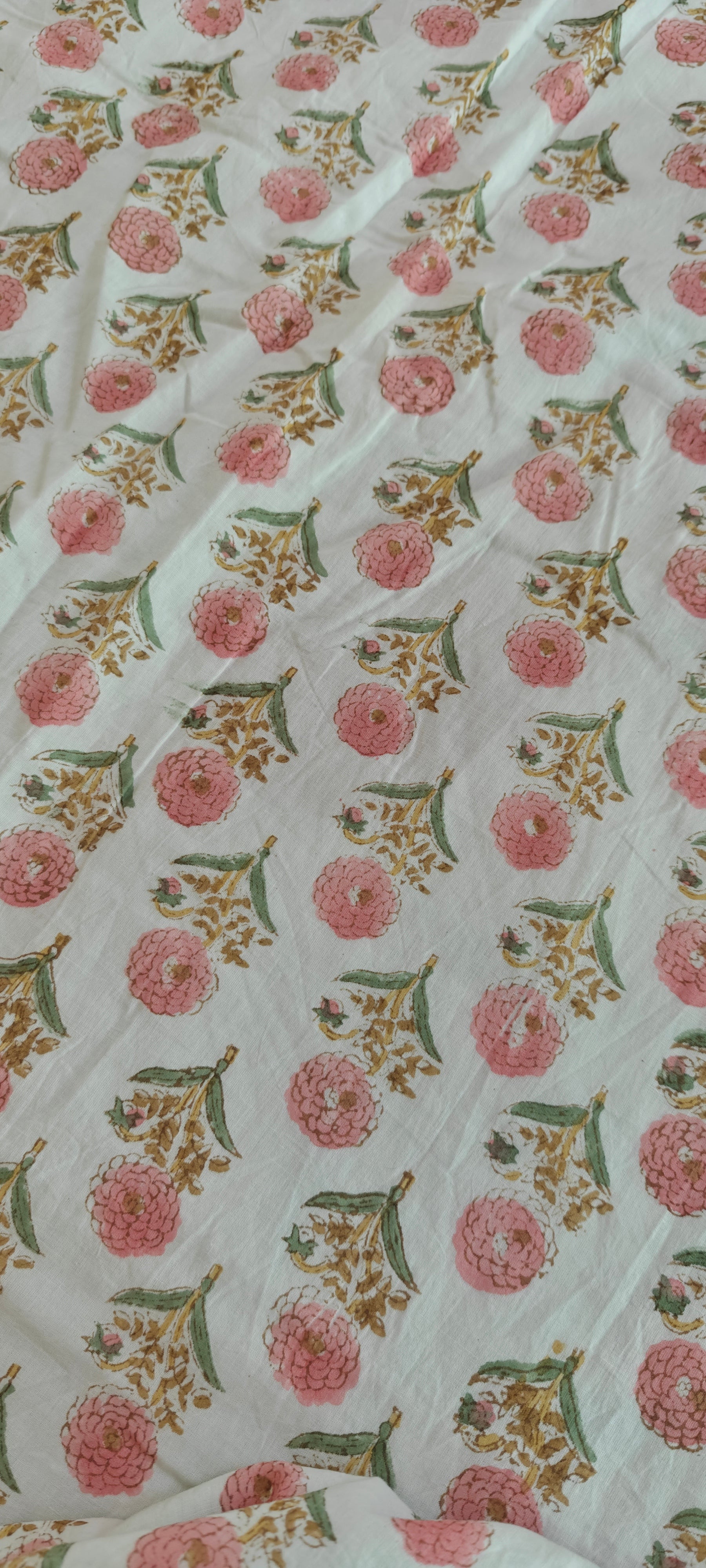 White & Pink Floral Buta Hand Block Cotton Mulmul Reversible Dohar