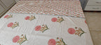 White & Pink Floral Buta Hand Block Cotton Mulmul Reversible Dohar