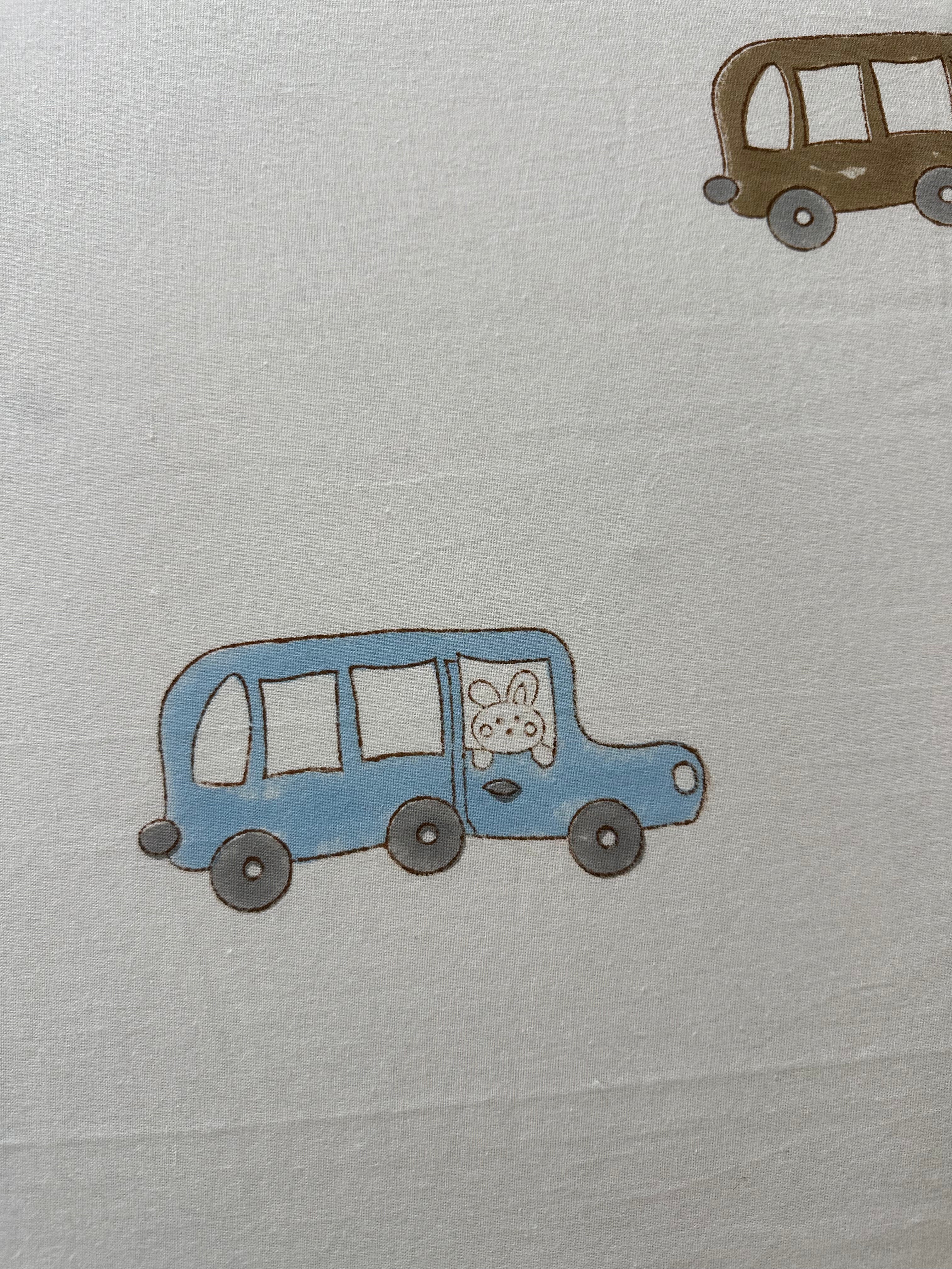 Little Explorer Kids Block Print Bedsheet – Blue & Brown Cars