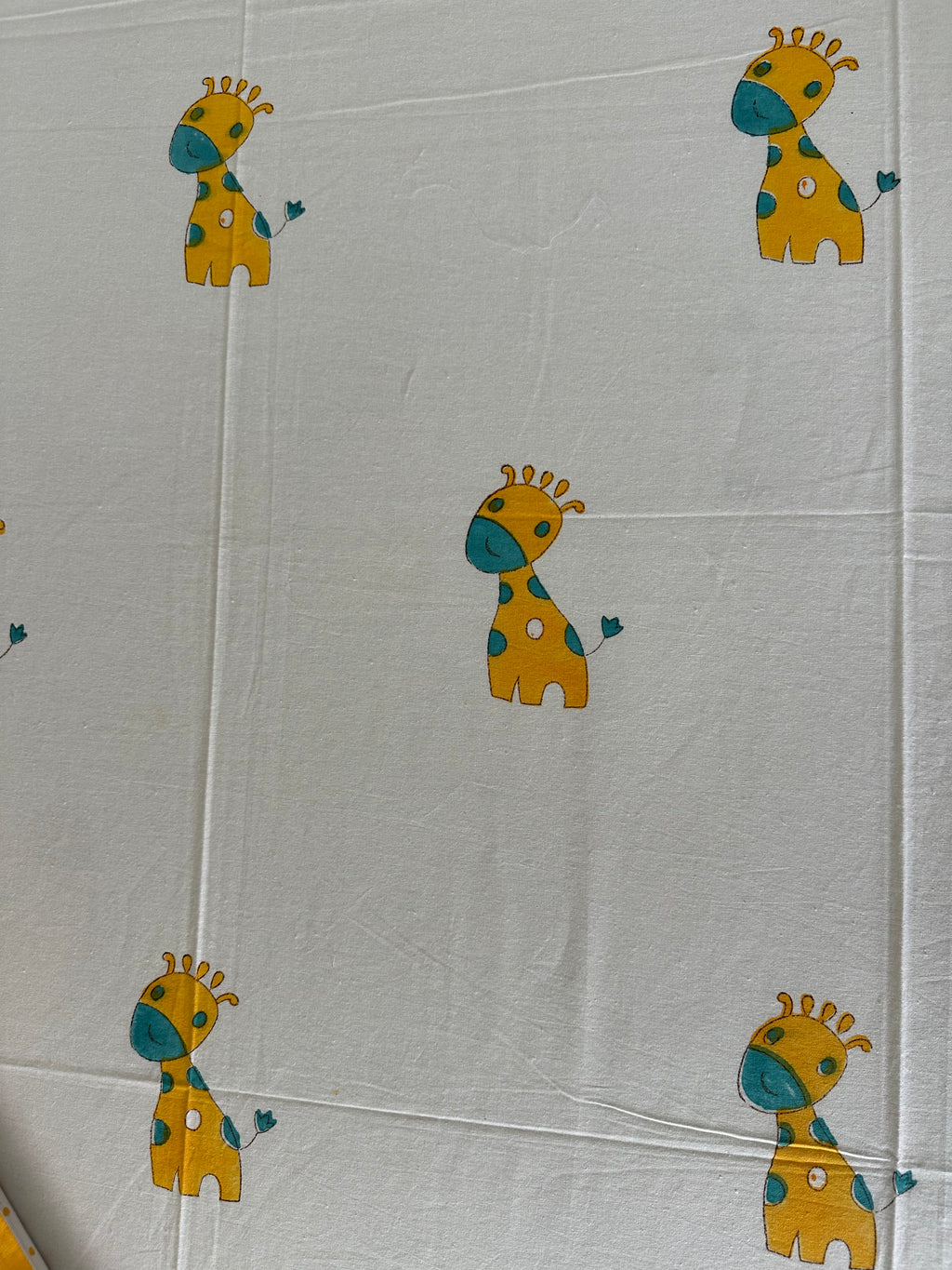 Safari Fun Kids Block Print Bedsheet – Yellow Giraffe Motifs