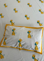 Safari Fun Kids Block Print Bedsheet – Yellow Giraffe Motifs
