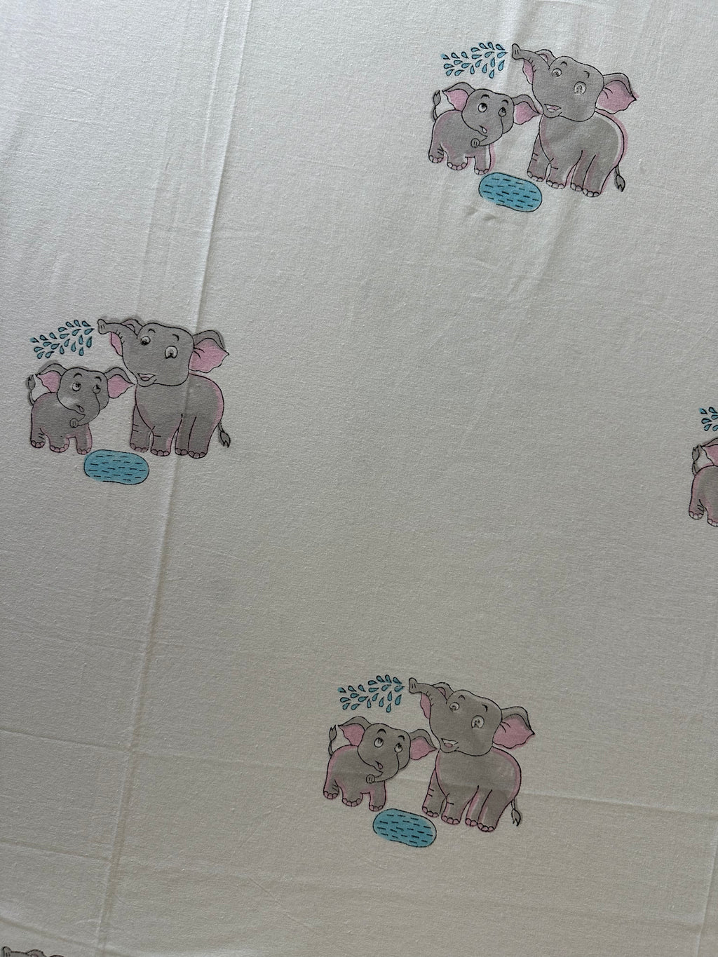 Royal Elephant Kids Block Print Bedsheet – Grey Motifs with Pink Border