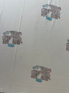 Royal Elephant Kids Block Print Bedsheet – Grey Motifs with Pink Border