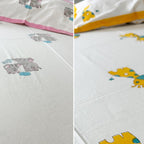 Elephant & Giraffe Kids Block Print Bedsheet Combo – Set of 2