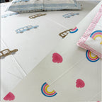Rainbow & Cars Kids Block Print Bedsheet Combo – Set of 2