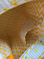 Handcrafted Quilted Cotton Tote Bag with Pineapple Print