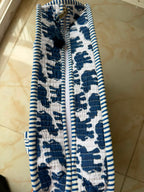 Blue Elephant Quilted Cotton Tote Bag for Women