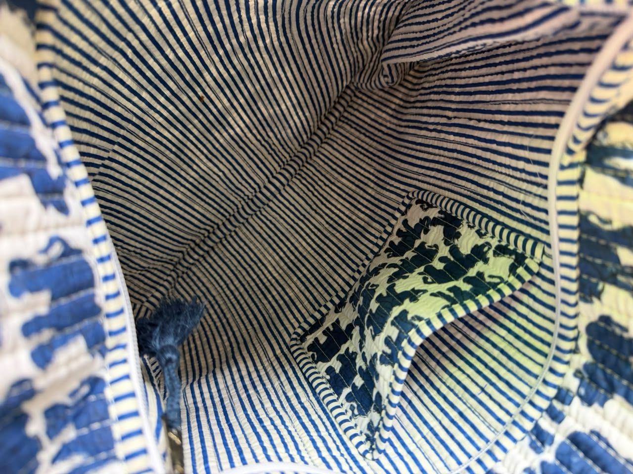 Blue Elephant Quilted Cotton Tote Bag for Women