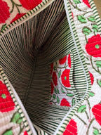Red Blossom Handcrafted Quilted Tote Bag