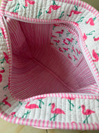 Pink Flamingo Quilted Cotton Tote Bag