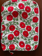 Red Blossom Handcrafted Quilted Laptop Sleeve