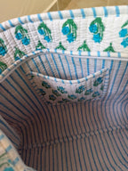 Premium Hand Block Printed Cotton Quilted Tote Bag with Tassel