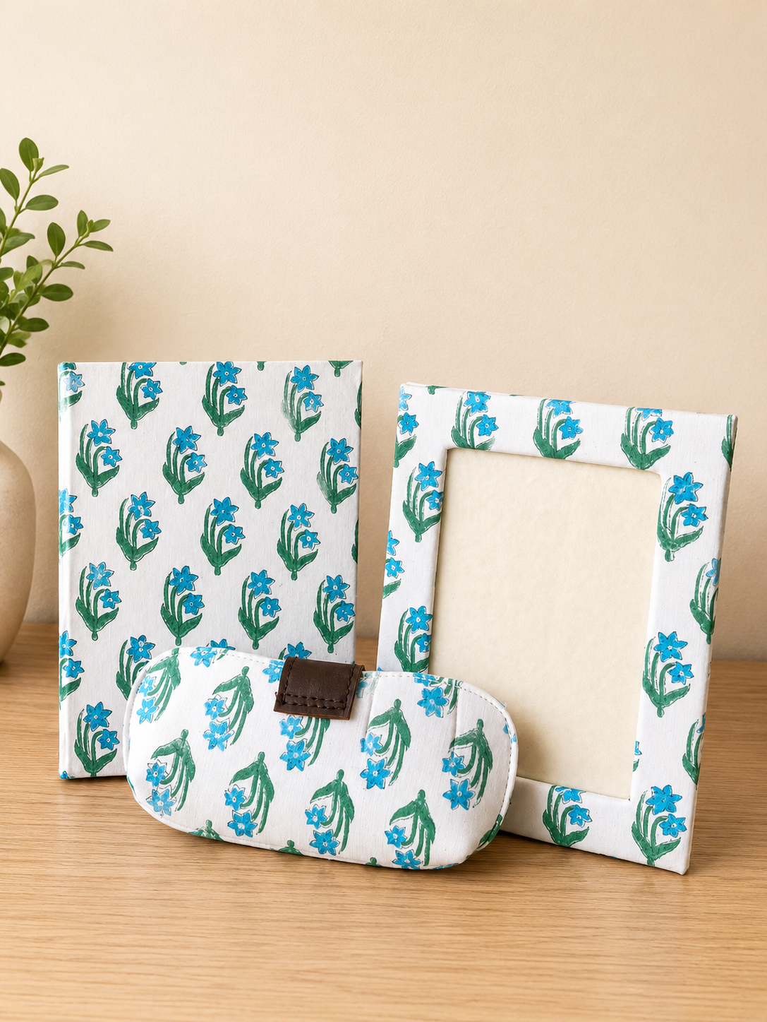 Premium Hand Block Printed Bloom Gift Set – Handcrafted Everyday Essentials